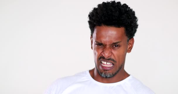 African Man Disgust Face Reaction Black Guy Feeling Dislike — Vídeos de Stock