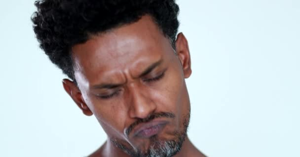 Serious Black African Man Looking Camera Looking Tough — Video