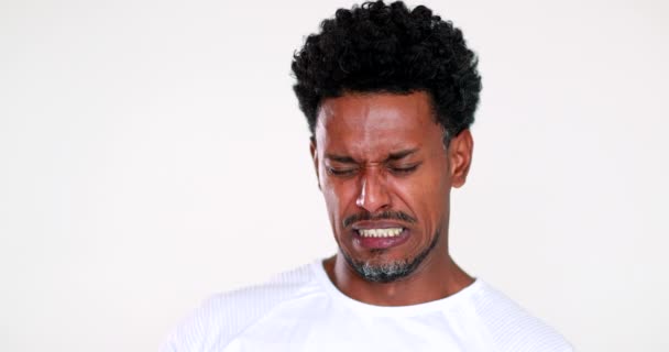 Black Man Disgust Face Reaction — Vídeos de Stock