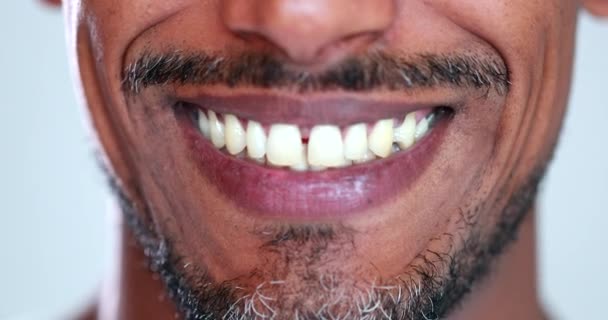 African American Man Smiling Close Mouth Happy Person Feeling Joy — Wideo stockowe