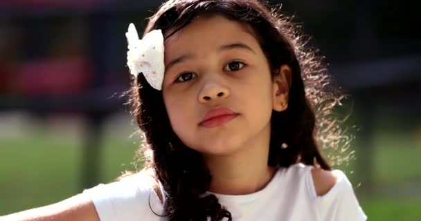 Hispanic Asian Mixed Race Little Girl Child Portrait — Video