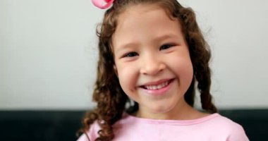 Cute little girl child mixed race asian descent kid portrait