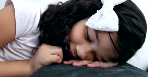 Little Girl Child Lying Nap — Stock video