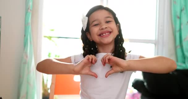 Adorable Child Making Heart Symbol Hands — Stockvideo