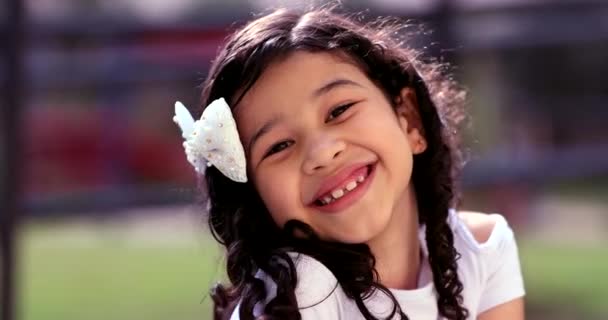 Happy Mixed Race Little Girl Child Smiling Camera — Video