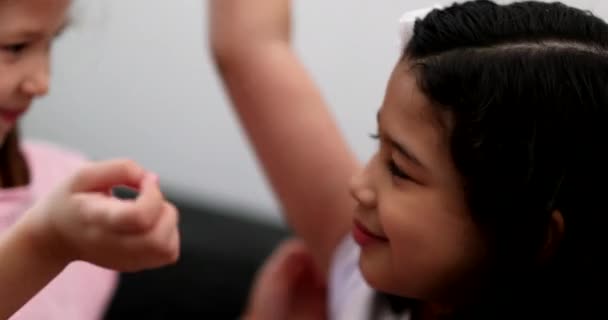 Sibling Hugging Little Sister Little Girls Hugging Each Other — Stock video