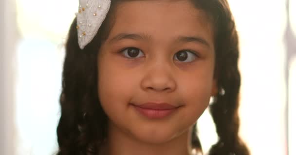 Funny Little Girl Doing Crossed Eyes — Stock videók