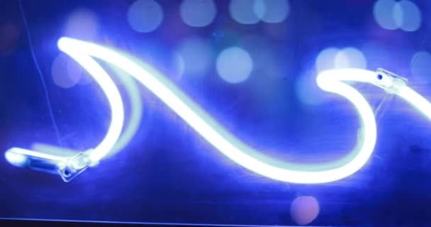 Wave Lights Neon Sign Bright Blue Waves — Wideo stockowe
