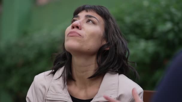 Sad Hispanic Woman Having Support Empathic Friend Two Latin Women — Stok video