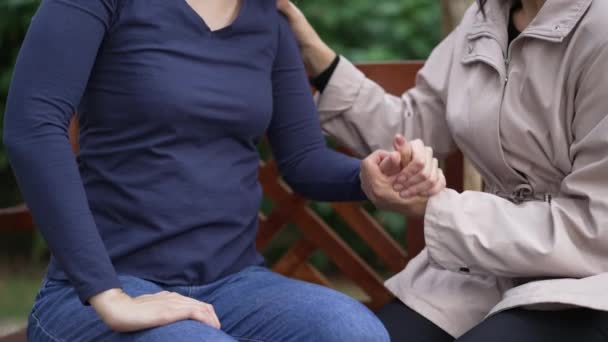 Closeup Hands Support Help Woman Reaching Friend Hand Helping Depressed — Video Stock