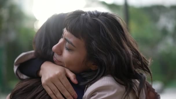 Sympathetic Woman Hugging Friend Empathy Support Friendship Concept Two Best — Vídeo de Stock