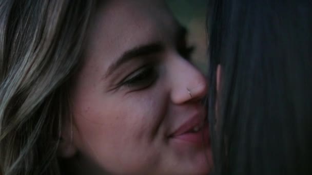 Girl Whispering Friend Ear — Wideo stockowe