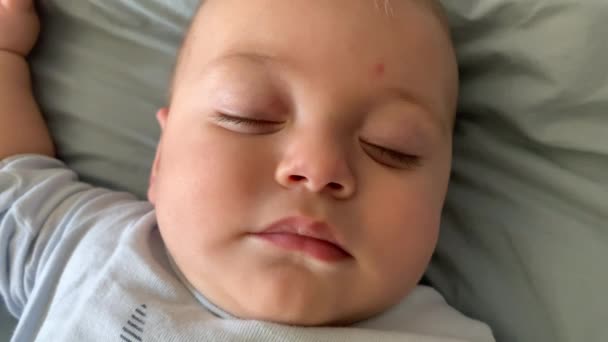 Cute Baby Asleep Bed Deep Sleep — Video