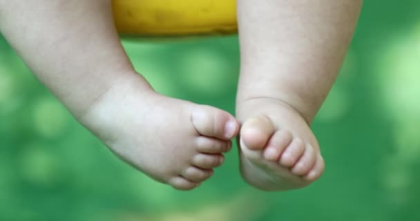 Cute Baby Infant Boy Closeup Legs Foot — Stock video