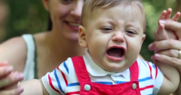 Upset Crying Baby Infant Boy Mom — Video