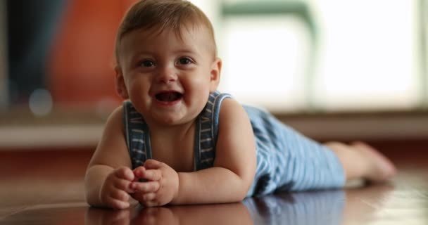 Adorable Cute Baby Infant Laughing Smiling Looking Camera — Vídeo de Stock