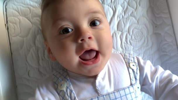 Cute Baby Boy Child Happy Feeling Joy — Stock video