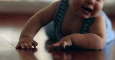 Baby boy infant crawling at home toddler learning to crawl