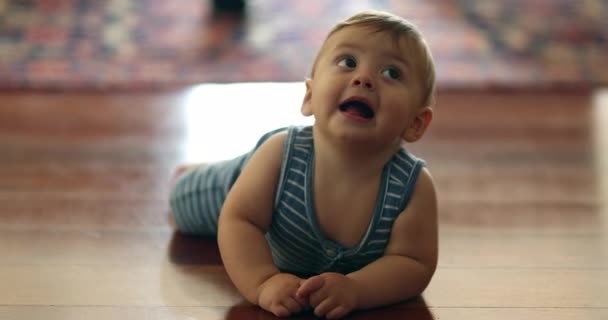 Дитячий Хлопчик Дитячий Малюк Вдома Повзає — стокове відео