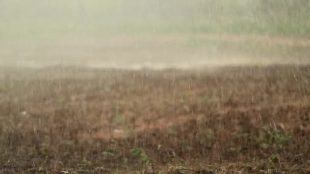 Water Droplets Falling 120Fps Slow Motion Ground Irriating Crop Agriculture — Wideo stockowe