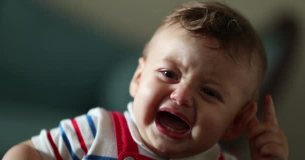 Upset Tired Baby Boy Infant Crying — Vídeo de stock