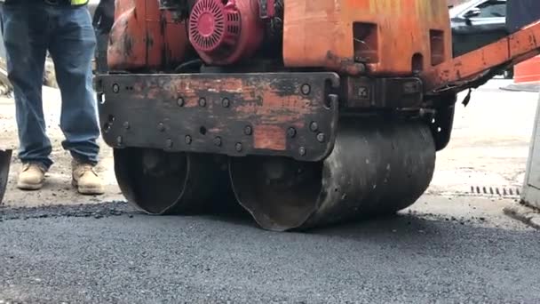 Cement Machine Flattening Asphalt City Urban — 비디오