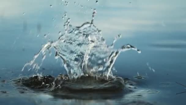 Stone Thrown Water Surface 120Fps Slow Motion — ストック動画