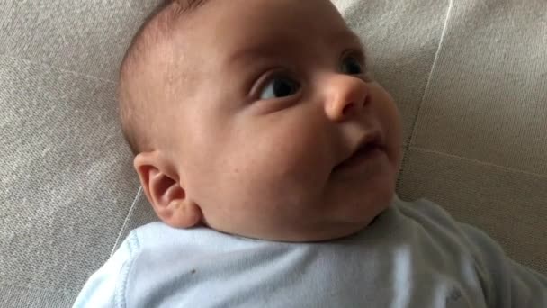 Closeup Baby Boy Face Expression — Video