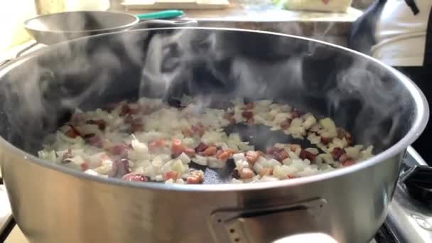 Cooking Vegetables Food Pan — Stok video