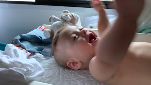 Happy Joyful Baby Toddler Infant Smiling — Vídeo de Stock