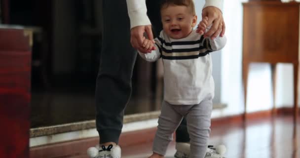 Mother Helping Toddler Stand Walk Infant Baby Development — Stockvideo