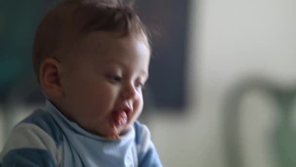 Parent Feeding Happy Baby Infant Toddler — Vídeo de stock