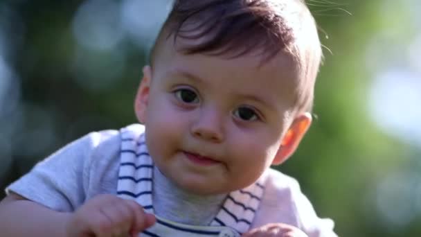 Portrait Baby Child Boy Nature Looking Camera — Stockvideo