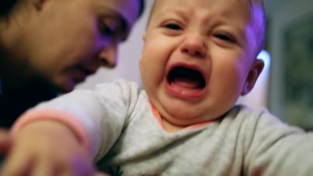 Crying Tearful Baby Toddler Infant Boy Having Tantrum — Stok video