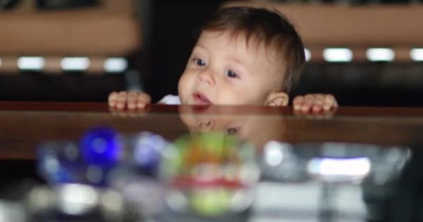 Baby Hiding Table Furniture — Video Stock