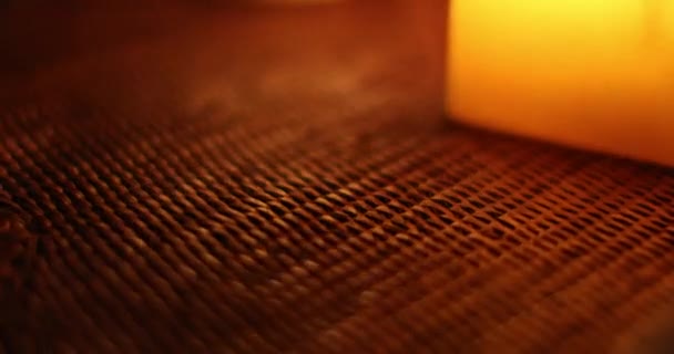 Night Candle Light Glow Warm Burning Romantic Detail — Vídeo de Stock