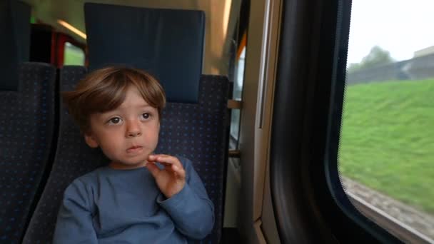 Passenger Child Sitting Train Travelling — Vídeos de Stock