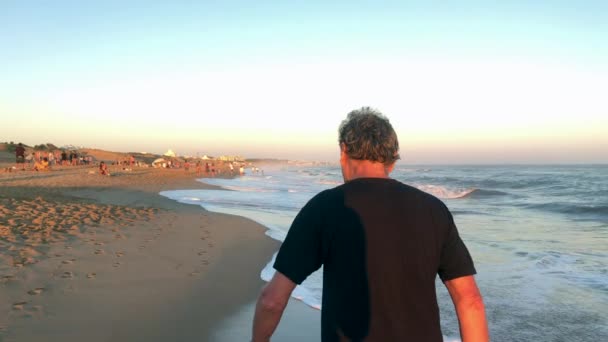 Person Walking Beach — Video Stock