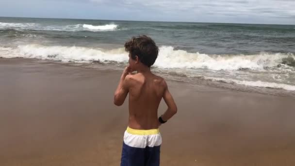 Boy Staring Sea — Stok video