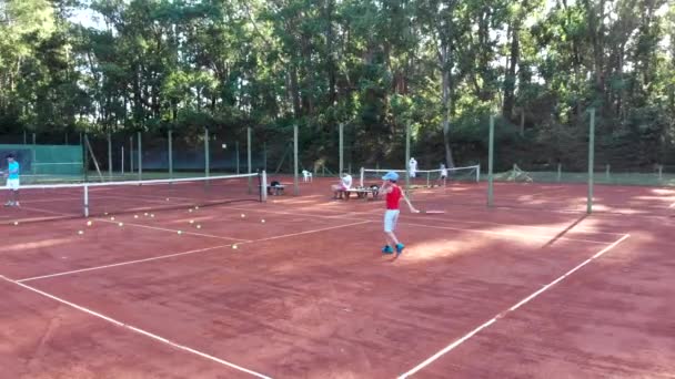 Punta Del Este Uruguay December 2018 Child Playing Tennis His — Vídeo de stock