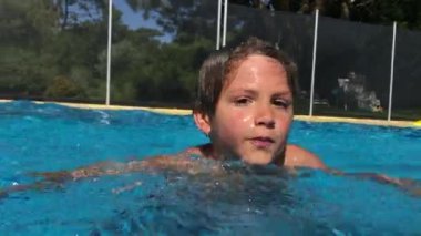 Child swimming inside pool
