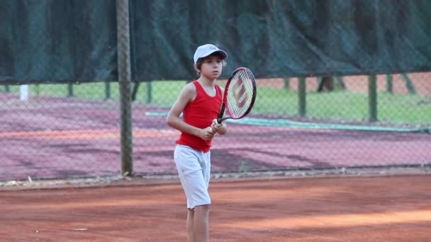 Punta Del Este Uruguay December 2018 Kindertraining Tennissen Buitenlucht — Stockvideo