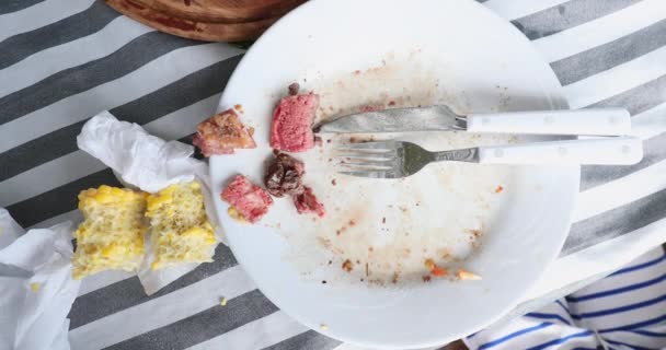 Rest Plate Food Leftovers — Wideo stockowe