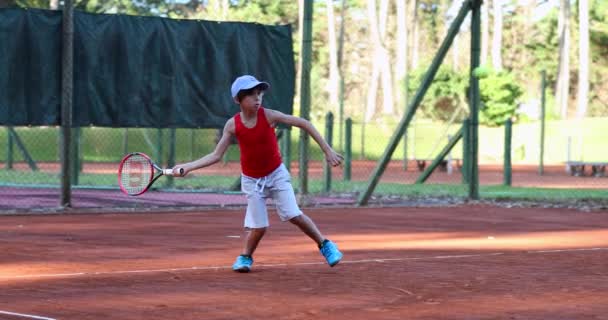 Punta Del Este Uruguay December 2018 Barnträning Träna Tennis Utomhus — Stockvideo