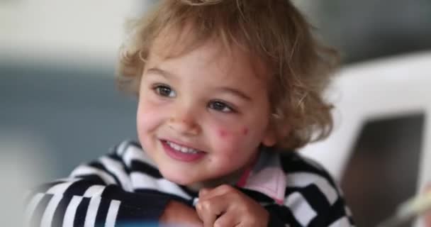 Adorable Baby Todlder Boy Shaking Head Side Side — Stok Video