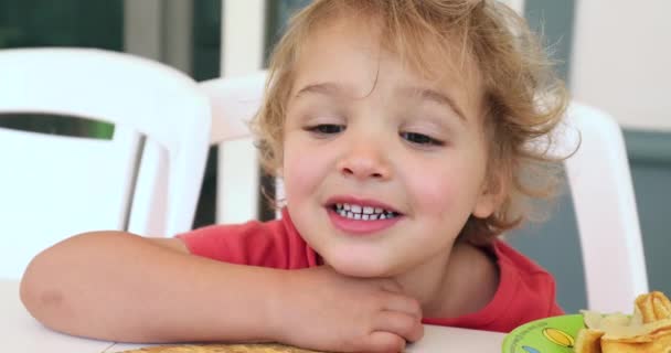 Portrait Infant Boy Looking Camera — Video Stock