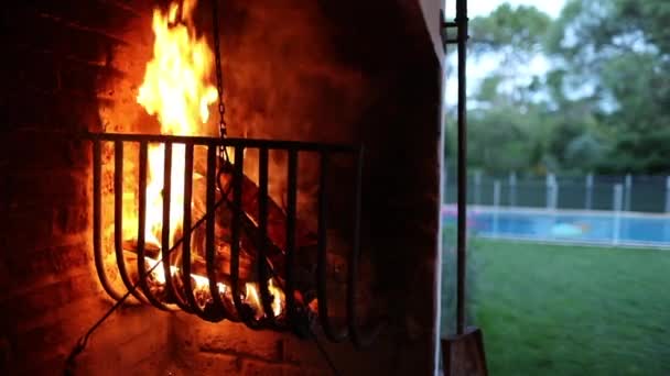 Backyard Home Fire Churrasco Parrilla — Wideo stockowe