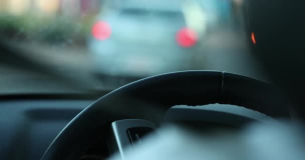 Hand Holding Steering Wheel Driving — Vídeos de Stock