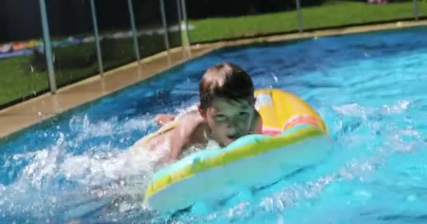 Child Jumping Water Top Inflatable Mattress — Stock Video