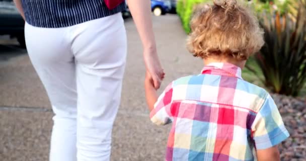 Mother Son Holding Hand Together — Stockvideo